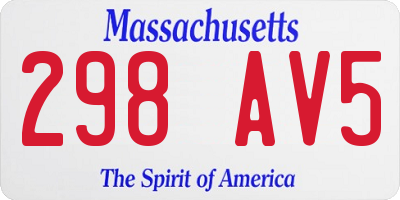 MA license plate 298AV5