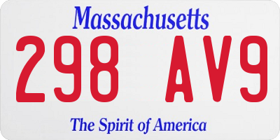 MA license plate 298AV9