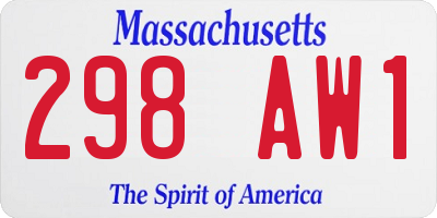 MA license plate 298AW1