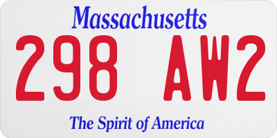 MA license plate 298AW2