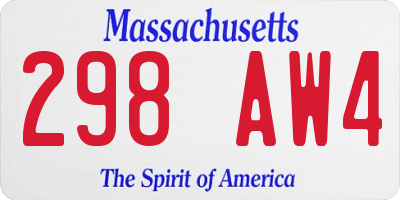 MA license plate 298AW4