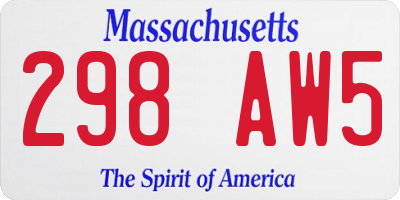 MA license plate 298AW5