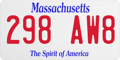 MA license plate 298AW8
