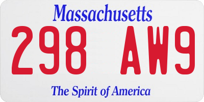 MA license plate 298AW9