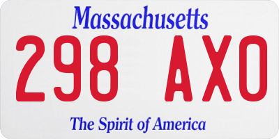 MA license plate 298AX0