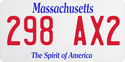 MA license plate 298AX2