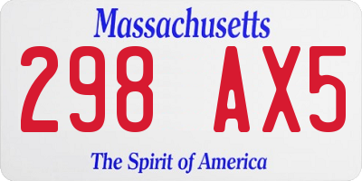 MA license plate 298AX5
