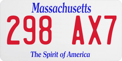 MA license plate 298AX7