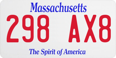 MA license plate 298AX8