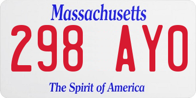 MA license plate 298AY0