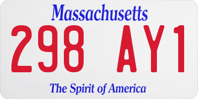MA license plate 298AY1