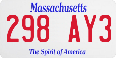 MA license plate 298AY3