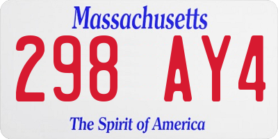 MA license plate 298AY4