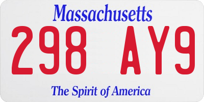 MA license plate 298AY9