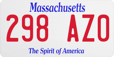 MA license plate 298AZ0