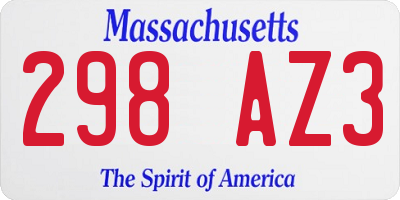 MA license plate 298AZ3