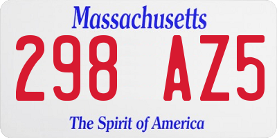MA license plate 298AZ5
