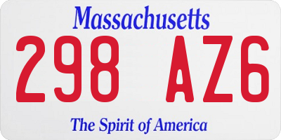 MA license plate 298AZ6