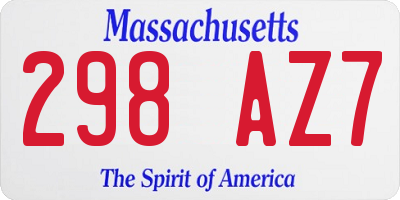 MA license plate 298AZ7