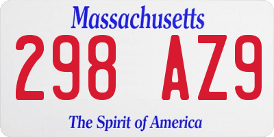 MA license plate 298AZ9
