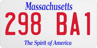 MA license plate 298BA1