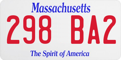 MA license plate 298BA2