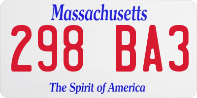MA license plate 298BA3