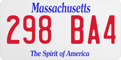MA license plate 298BA4