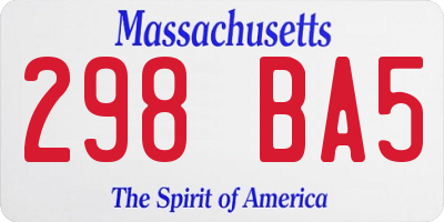 MA license plate 298BA5