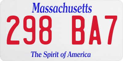 MA license plate 298BA7