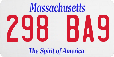 MA license plate 298BA9