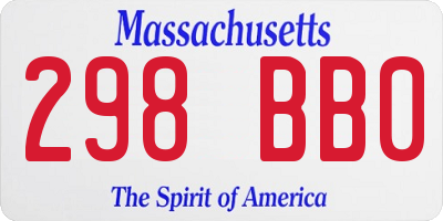 MA license plate 298BB0