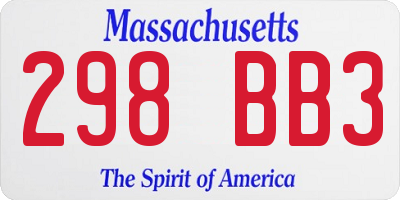 MA license plate 298BB3