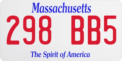 MA license plate 298BB5
