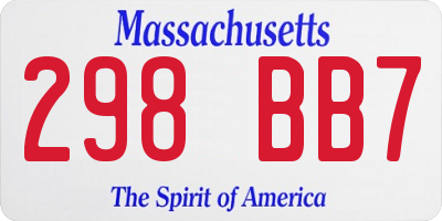 MA license plate 298BB7