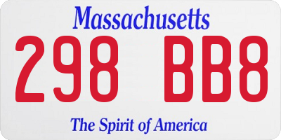 MA license plate 298BB8