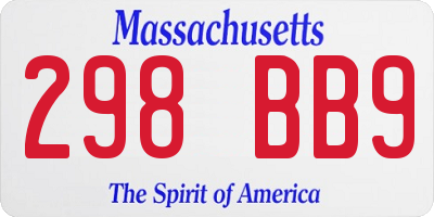 MA license plate 298BB9