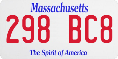 MA license plate 298BC8