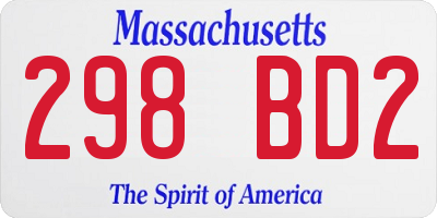 MA license plate 298BD2