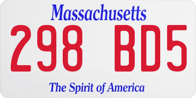 MA license plate 298BD5