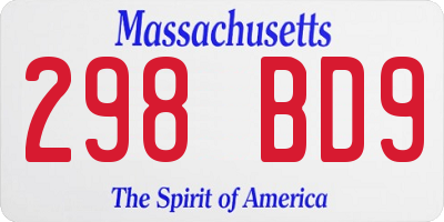 MA license plate 298BD9