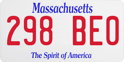 MA license plate 298BE0
