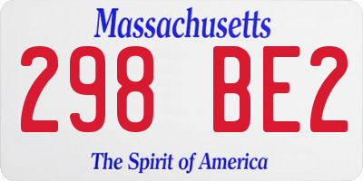 MA license plate 298BE2