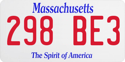 MA license plate 298BE3