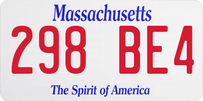 MA license plate 298BE4