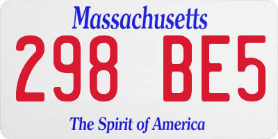 MA license plate 298BE5