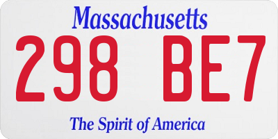 MA license plate 298BE7
