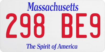 MA license plate 298BE9