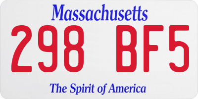 MA license plate 298BF5