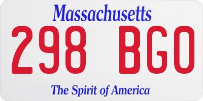 MA license plate 298BG0